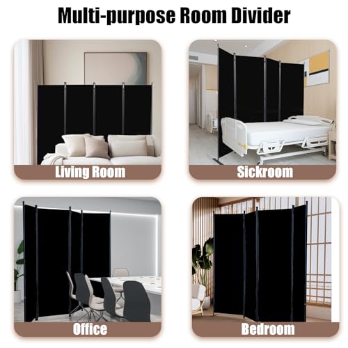 4 Panel Folding Room Divider Privacy Screen with Steel Frame P539789