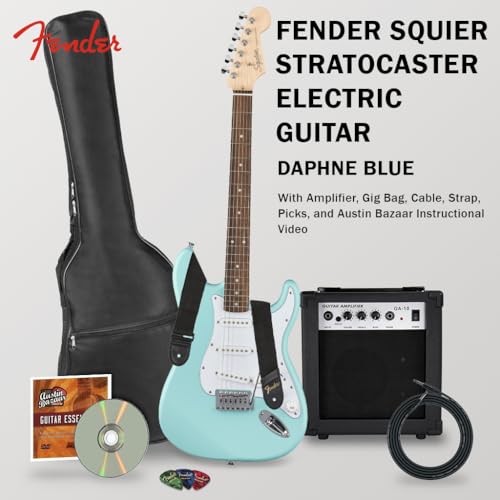 Stratocaster Electric Guitar Bundle with Amplifier, Gig Bag, Strap, Cable, Picks, and DVD S5583