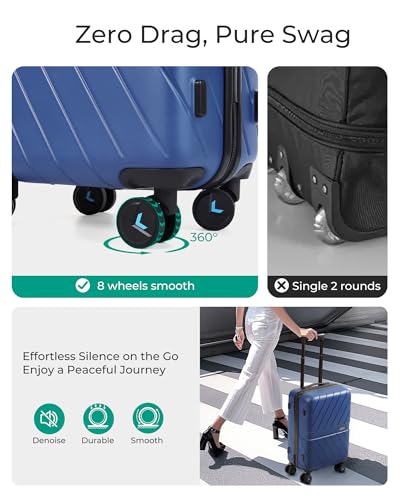 Carry On Luggage 22x14x9 with TSA Lock, Hardside Spinner Suitcase 20 inch Black P3277