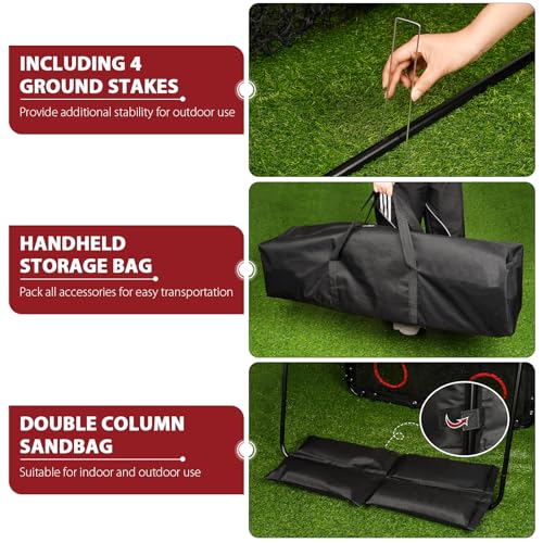 Baseball Pitching Target with Strike Zone, 9-Hole Training Net with Carry Bag D7736