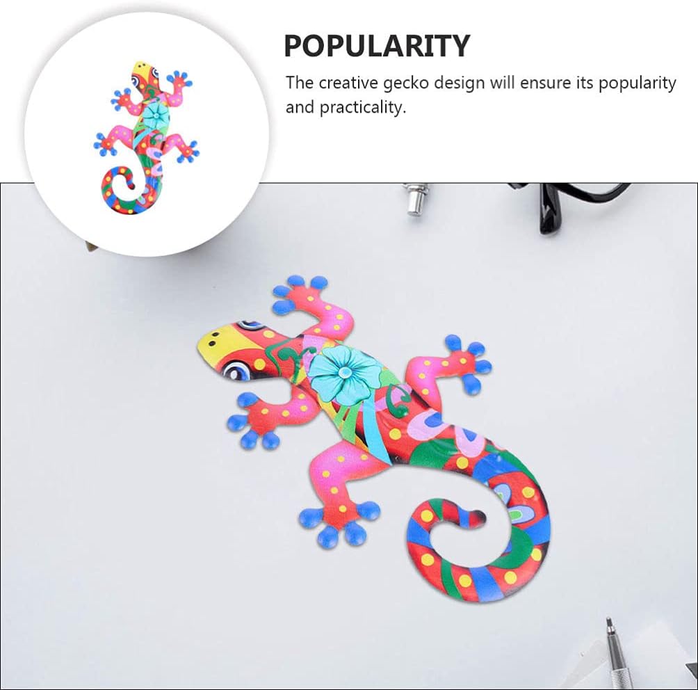 Iron Gecko Wall Art Decor 3D Metal Sculpture Hanging Ornament C7977