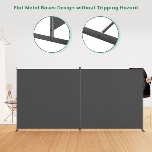 8-Panel 6 ft Tall Indoor Folding Room Divider, Portable Privacy Screen, Freestanding Partition, Dark Grey K442