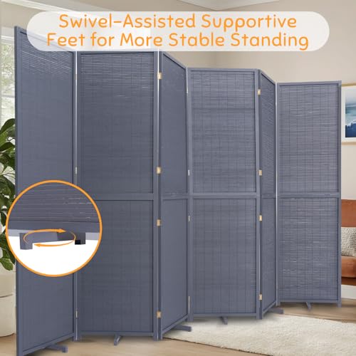 Bamboo Room Divider Folding Privacy Screen, 4 Panel, Beige T32841