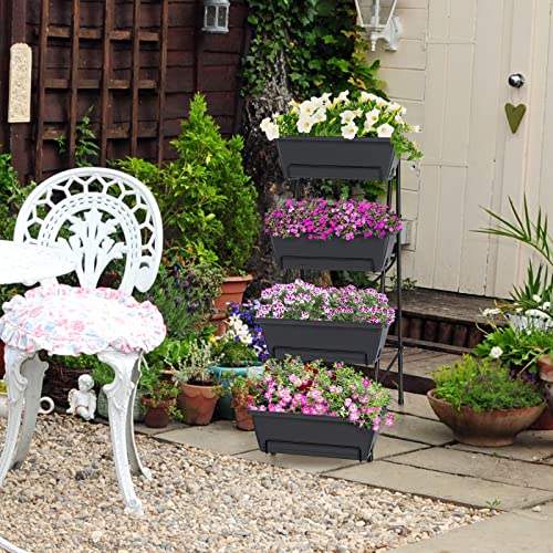 Raised Garden Bed 4 Tier Vertical Planter with Legs for Indoor Outdoor Use V653