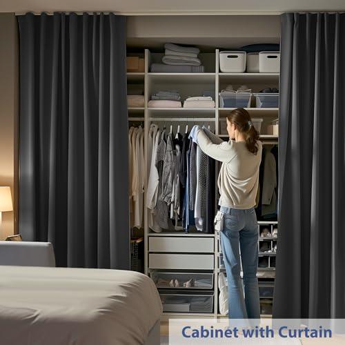 Ceiling Mounted Room Divider Curtain Track Set, Blackout Panel, White Rail, 8.3 x 7 ft K66131