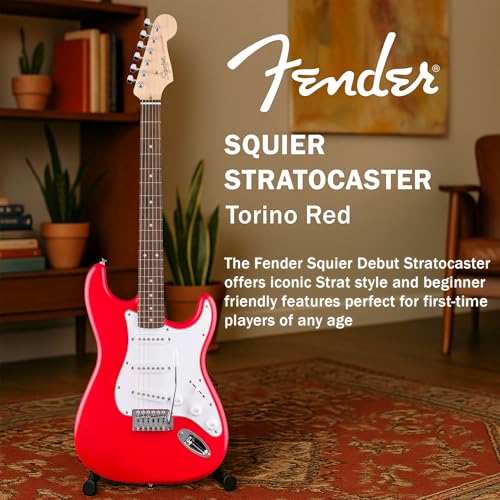 Stratocaster Electric Guitar Bundle with Amplifier, Gig Bag, Strap, Cable, Picks, and DVD S5583