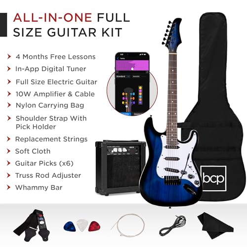 Beginner Electric Guitar Starter Kit with Case, Amp, and Accessories G63095