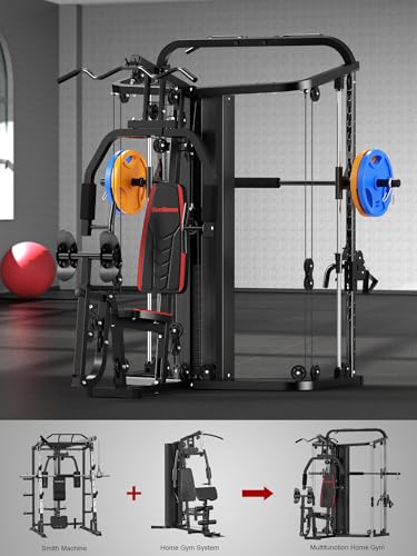 Multifunction Home Gym System with 138LB Weight Stack Y562012