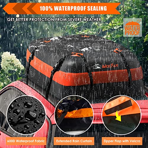Car Roof Bag Waterproof 15 Cubic Feet for Cars with or without Rack N384605