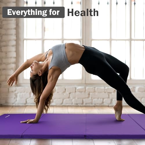 Folding Exercise Gymnastics Mat, 4x8x2 Inch, High-Density Anti-Tear, Portable with Carrying Handles J951