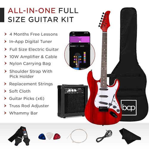Beginner Electric Guitar Starter Kit with Case, Amp, and Accessories G63095