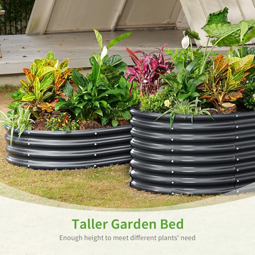 Galvanized Raised Garden Bed Kit, Oval Metal Planter Box for Vegetables E707229