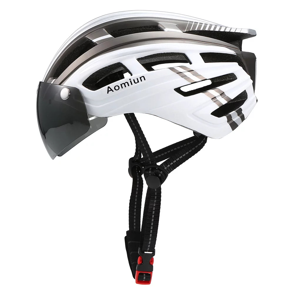 Mountain Bike Helmet with Back Light and Detachable Visor N683165