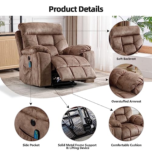 Large Power Lift Recliner Chair with Massage and Heat for Elderly, Wide Recliners with Cup Holders and USB Port A688