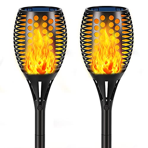 Solar Lights, 43" Flickering Flames Torch Lights Outdoor Waterproof Landscape Decoration Lighting Dusk to Dawn Auto On/Off Security Flame Lights for Yard Garden Pathway Driveway 4-Pack
