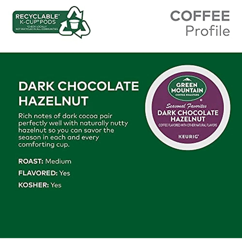 Dark Chocolate Hazelnut Coffee, Keurig Single Serve Pods, 72 Count G7111