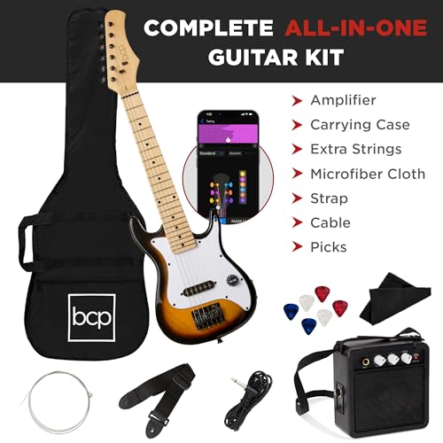 30in Kids Electric Guitar Beginner Starter Kit with Amplifier, Metallic Blue U78618