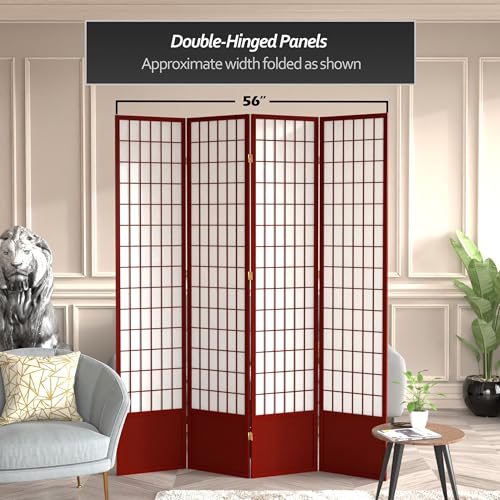7 ft. Tall Window Pane Shoji Screen Room Divider, 3 Panels T5246