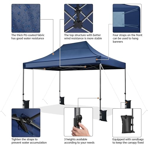 Heavy Duty Pop Up Canopy Tent 10x20 with Wheeled Carry Bag, White X6840