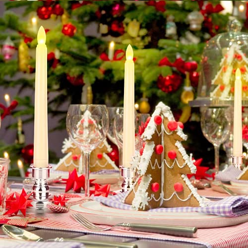 Flameless Flickering Taper Candles with Remote and Timer, Battery Operated, 9 Pack C577