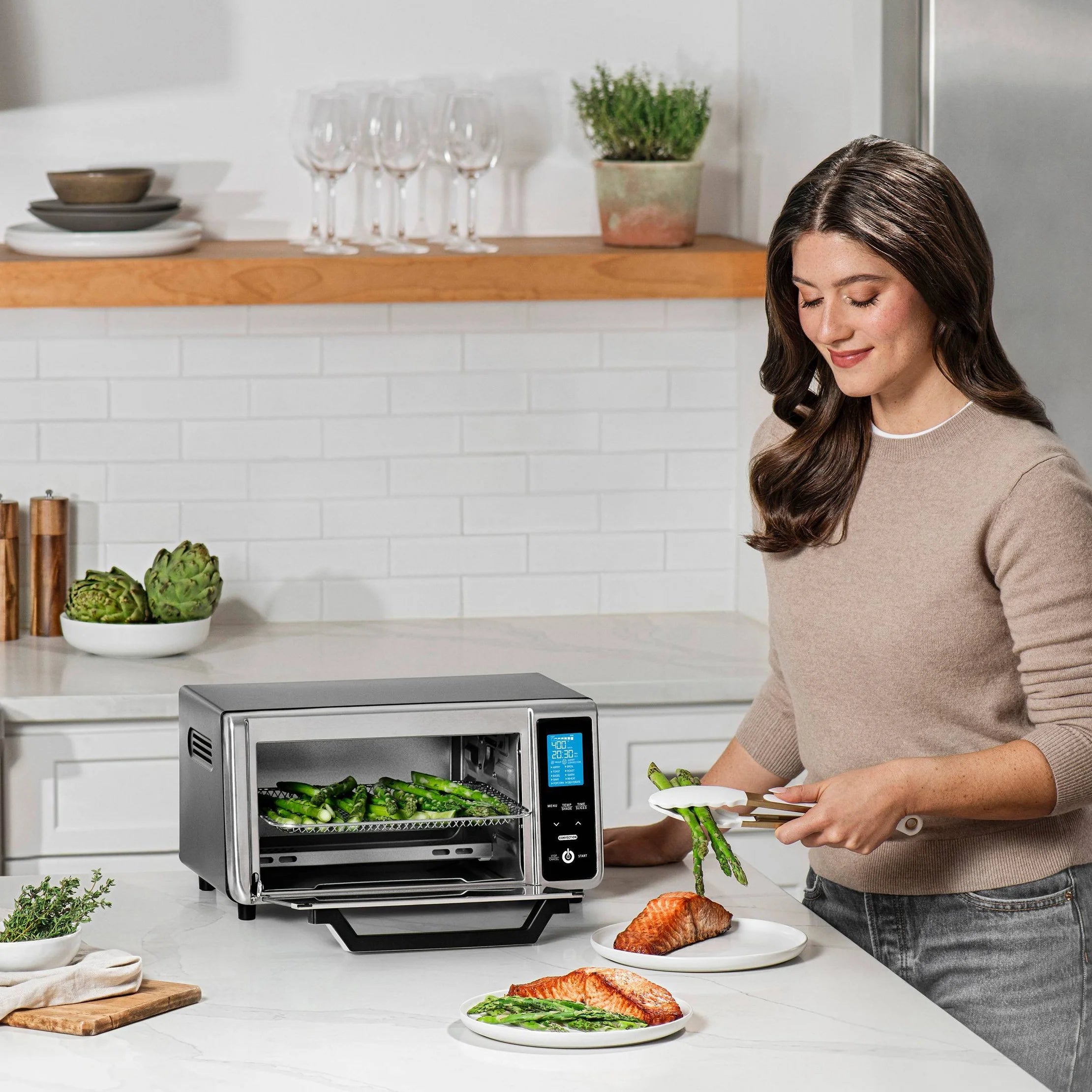 4-Slice Toaster Oven Air Fryer with 11 Cooking Functions, Stainless Steel Gray I923