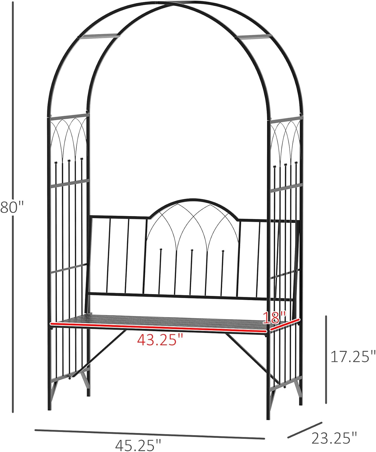 Metal Trellis Arbor Arch with Garden Bench for Climbing Plants F302771