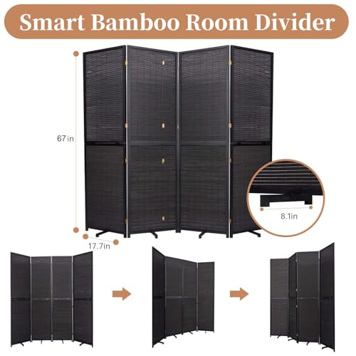 Bamboo Room Divider Folding Privacy Screen 4 Panel Freestanding F401