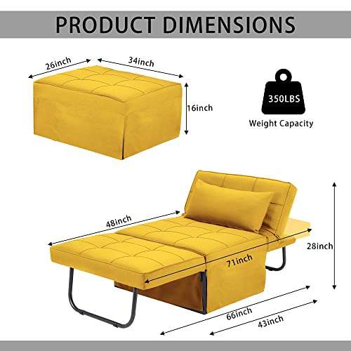 Sofa Bed Folding Ottoman Couch with Adjustable Backrest, Dark Grey C9023