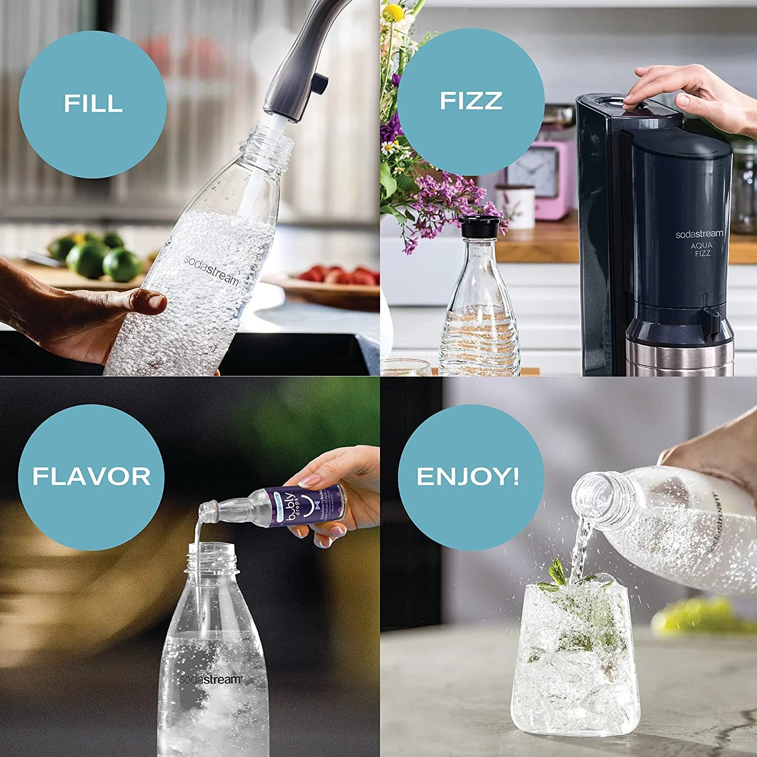Sparkling Water Maker Kit with CO2 and Glass Carafes D595850