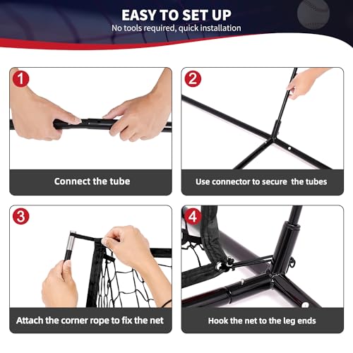 Baseball & Softball Practice Net with Bow Frame, Portable with Batting Tee and Carry Bag F660