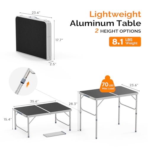3ft Aluminum Folding Camping Table with Carrying Handle L179408