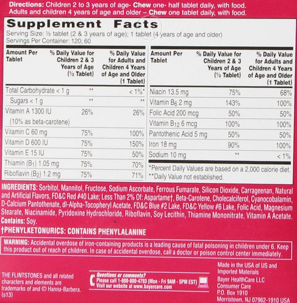 Children's Multivitamin with Iron Chewable Tablets, 60 Count E399