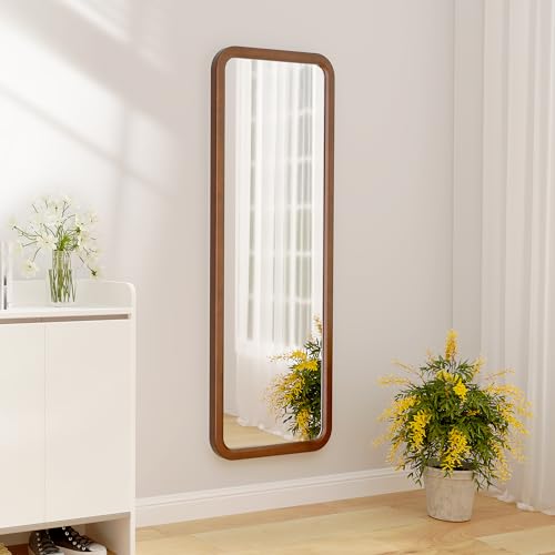 63"x18" Wooden Full Length Mirror, Standing Floor Mirror, Wall-Mounted A4496