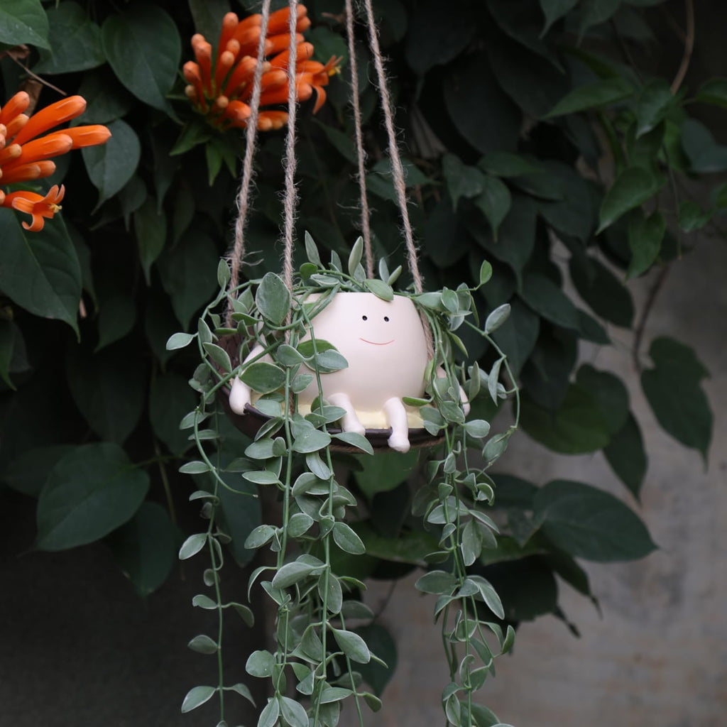 Smile Face Hanging Planter Pot for Indoor Outdoor Plants H86138
