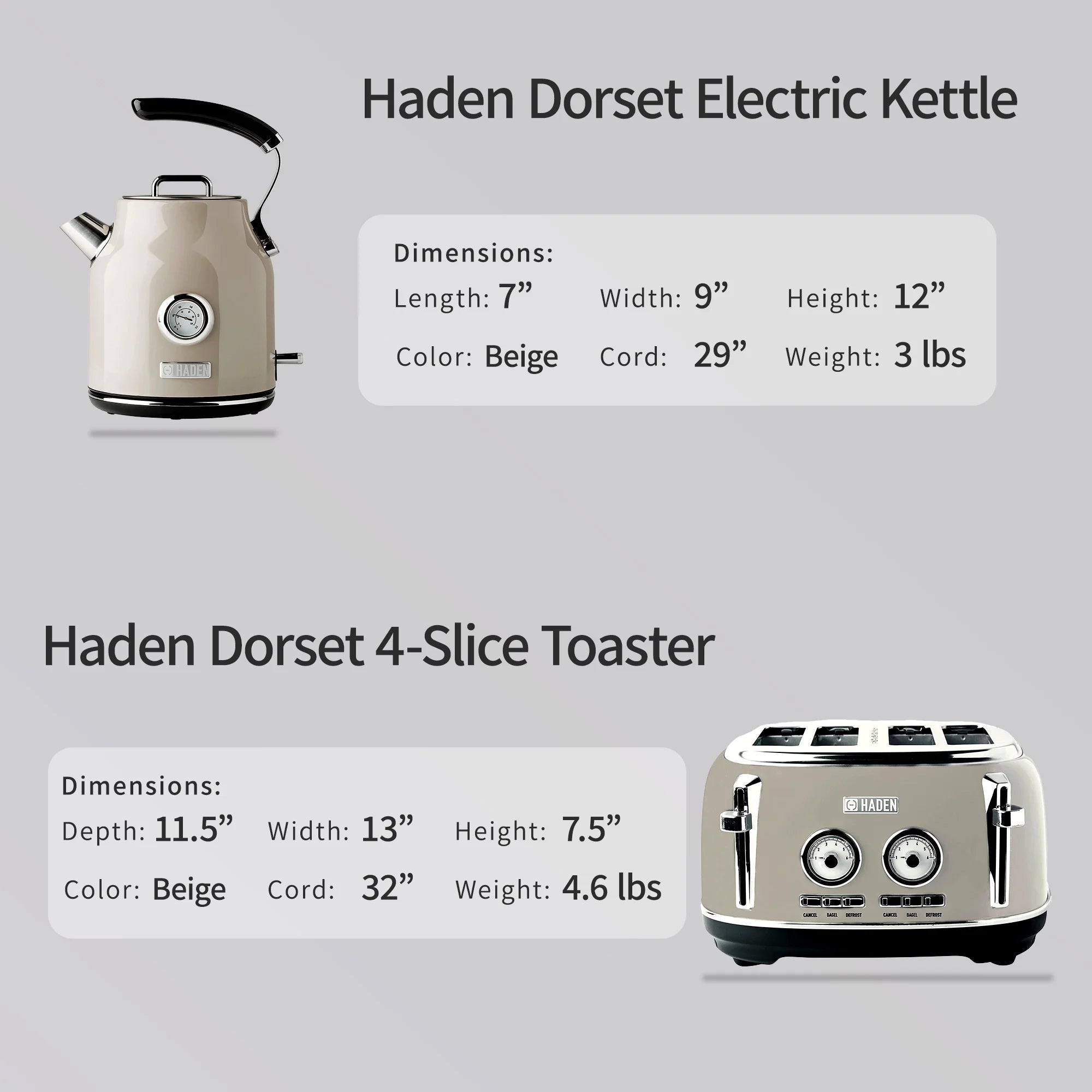 Stainless Steel Electric Kettle with 4 Slice Toaster T3474