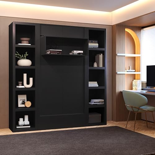 Queen Murphy Wall Bed with Two Bookshelves Y365306