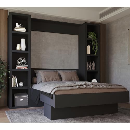 Queen Murphy Wall Bed with Two Bookshelves Y365306