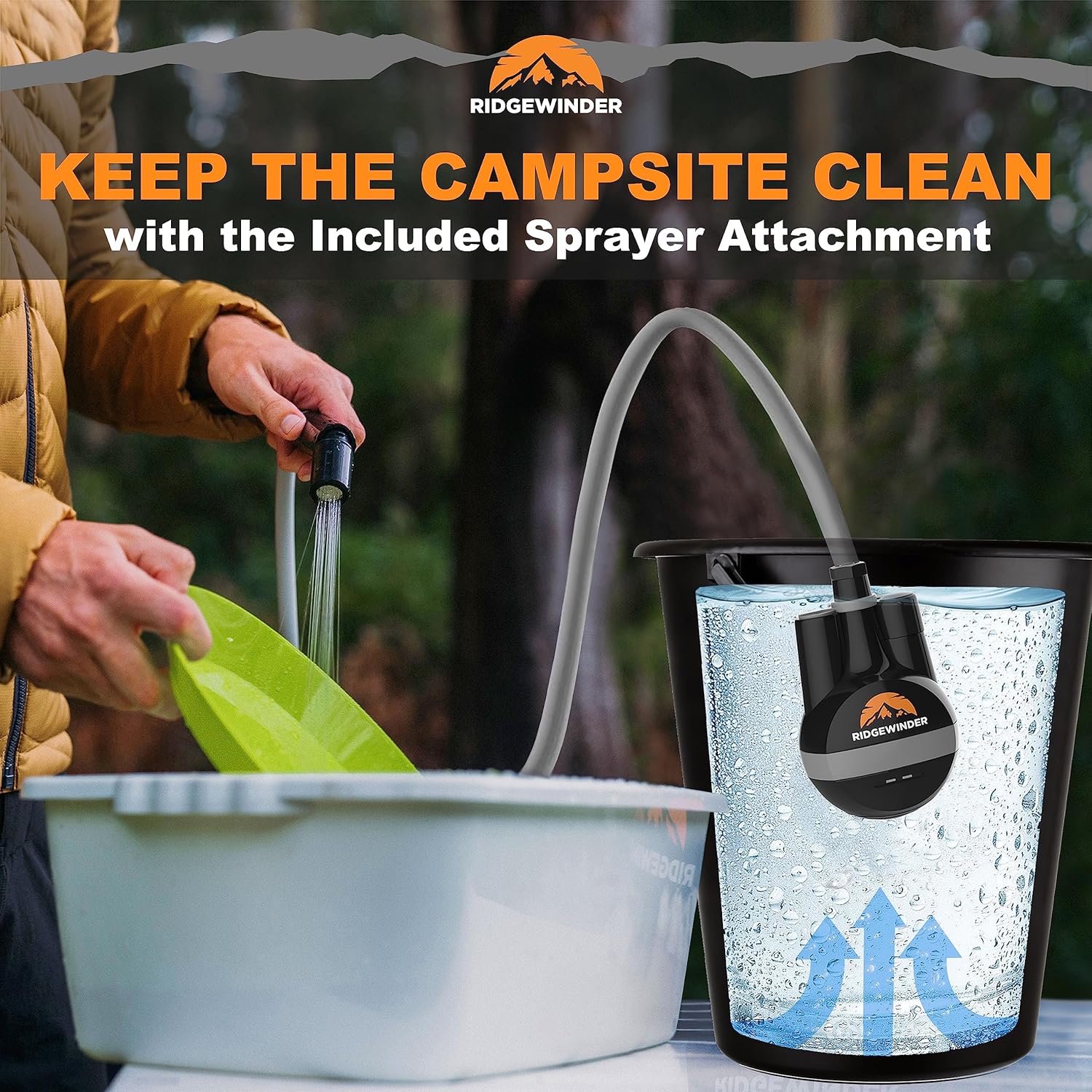 Portable Camping Shower with Rechargeable Battery and Sprayer X345295