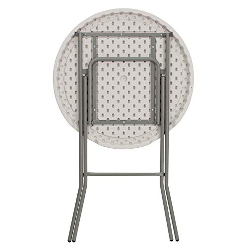 Round Folding Bar Height Table for Parties and Commercial Events, Indoor/Outdoor Plastic, White N974227