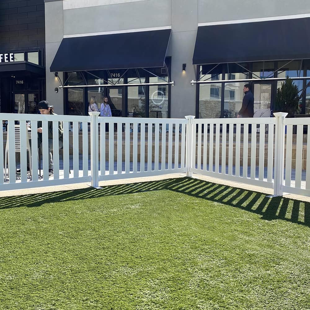5.5' x 3' Hinged Portable Vinyl Fence Kit with 36" x 72" No-Dig White Picket Fence Panel L933507