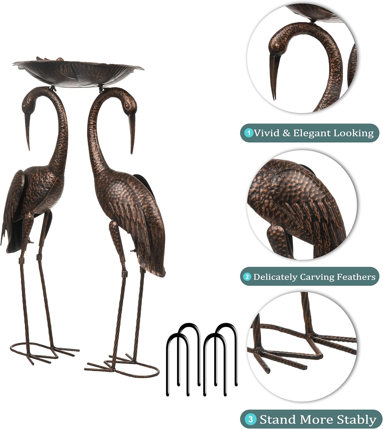 Outdoor Large Crane Bird Metal Garden Art Heron Sculptures Statues Lawn Ornaments T676597