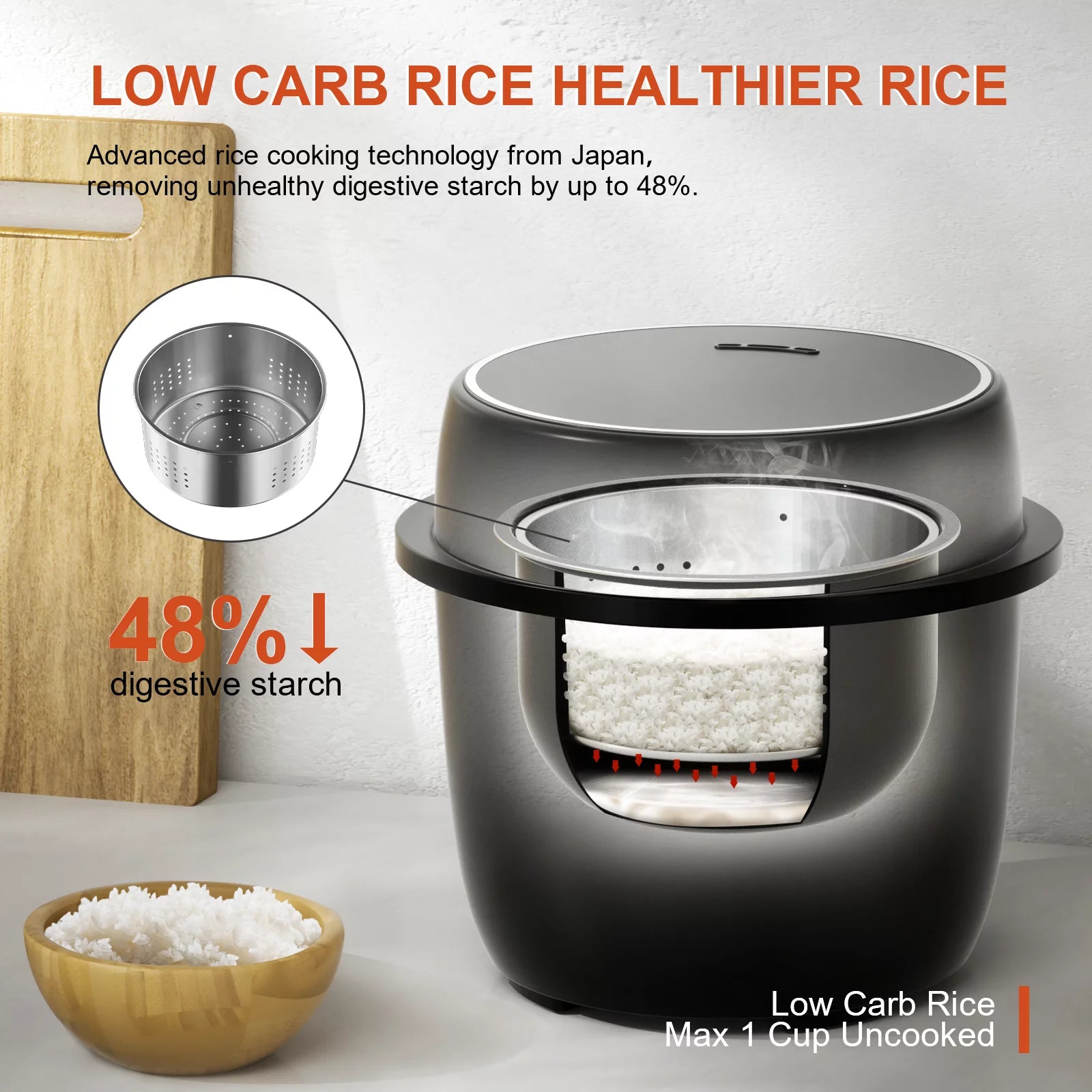 3-Cup Rice Cooker with Steamer and Delay Timer R8089