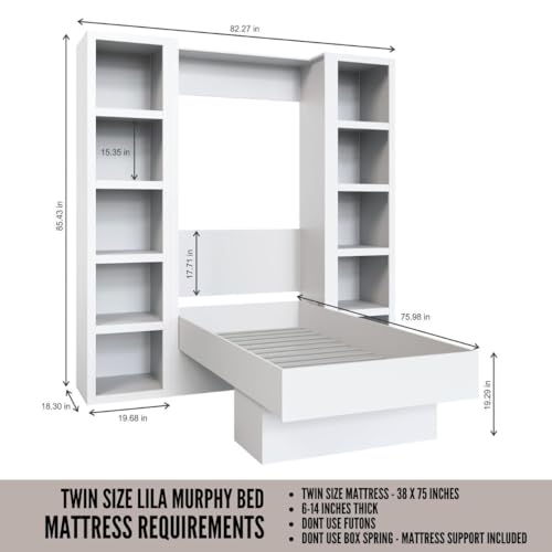 Queen Murphy Wall Bed with Two Bookshelves Y365306