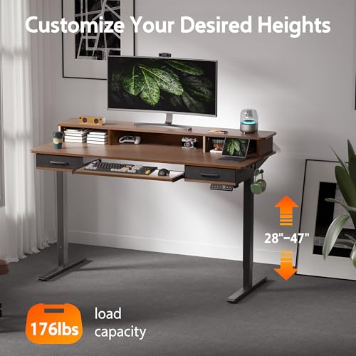 Electric Standing Desk with 2 Drawers, Height Adjustable for Home Office B137