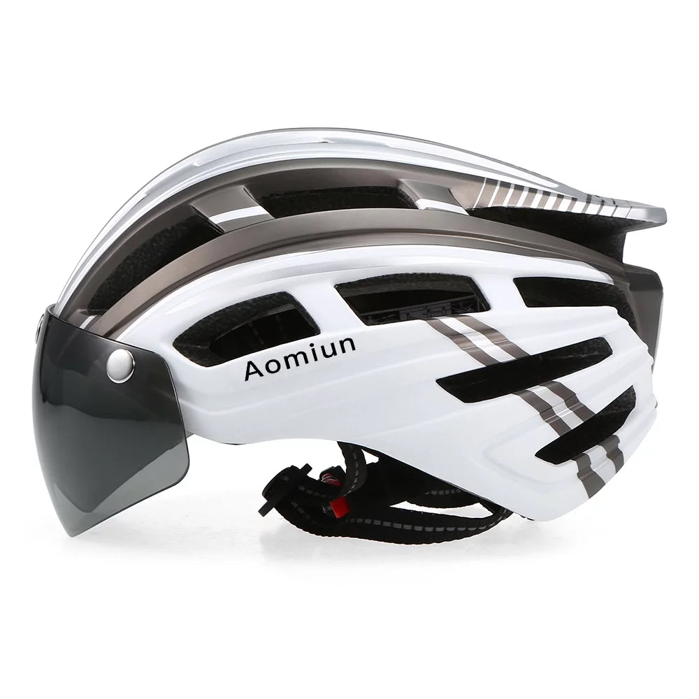 Mountain Bike Helmet with Back Light and Detachable Visor N683165