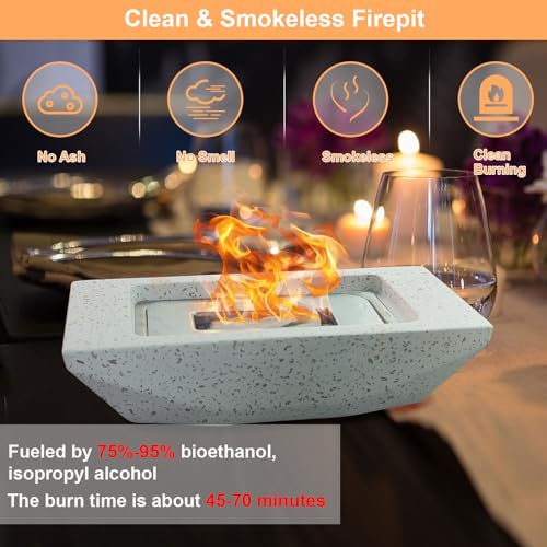 Tabletop Fire Pit 12.5" Portable Smokeless Indoor Outdoor Concrete Bowl S5397