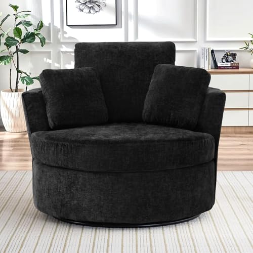 Swivel Barrel Chair with Ottoman for Living Room Bedroom, White W553228