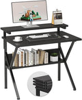 Small Desk with Adjustable Monitor Stand for Small Spaces, Grey D8453