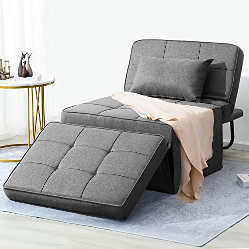 Sofa Bed Folding Ottoman Couch with Adjustable Backrest, Dark Grey C9023