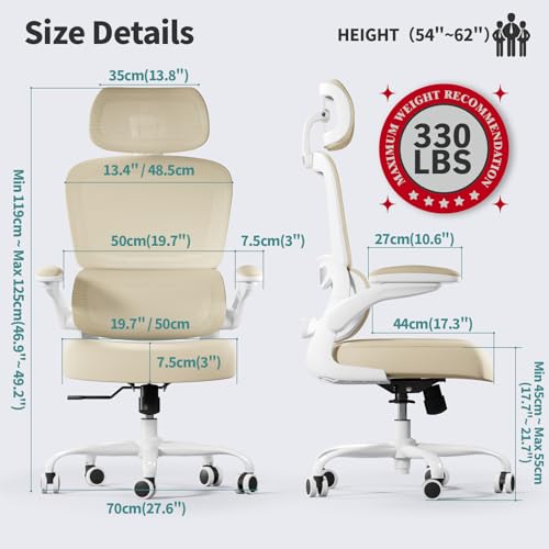 Ergonomic Mesh Office Chair with Wheels, High Back, 330 LBS Capacity C667113